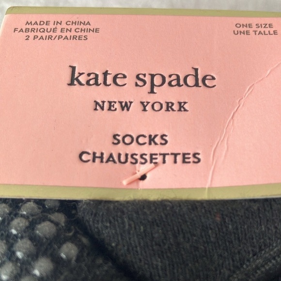 Kate Spade: 2 pair Black Barre Socks- grip bottom- open on top- one size - Picture 2 of 16